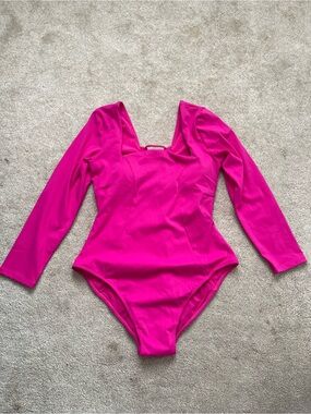 TA3 Squarey LS One Piece Swimsuit Pink XL Short NWT Long Sleeve Shaping